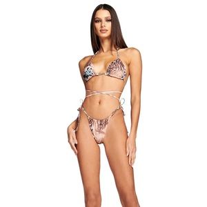 I.AM.GIA Animal Print Nikki Bikini Set - blue and tan